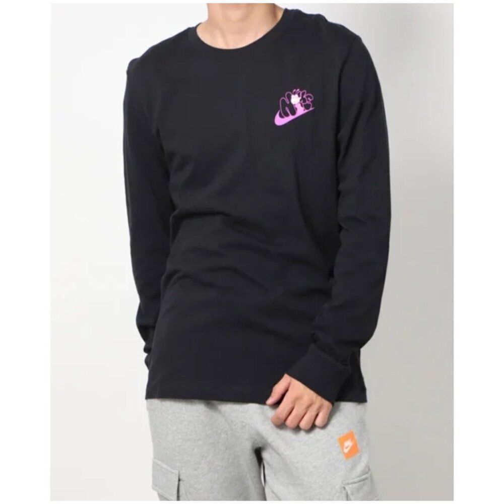 Nike Men's Black Crew Neck Graphic Long Sleeve T-Shirt Size S